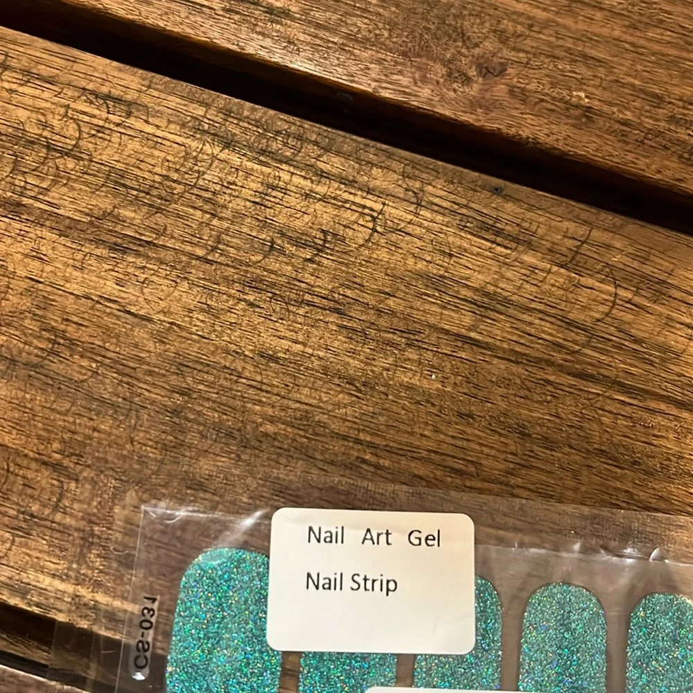 Glitter Turquoise color Nail Wraps - Sparkle Nail Art Stickers - Picture 3 of 3